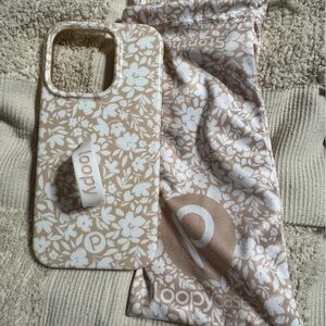 iPhone 15 pro Loopy Case Floral Tan and White Phone Case